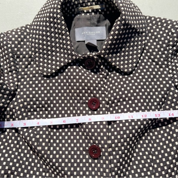 ANN TAYLOR Checkered Car/Trench Coat Black/Cream Size 00P - Picture 6 of 8
